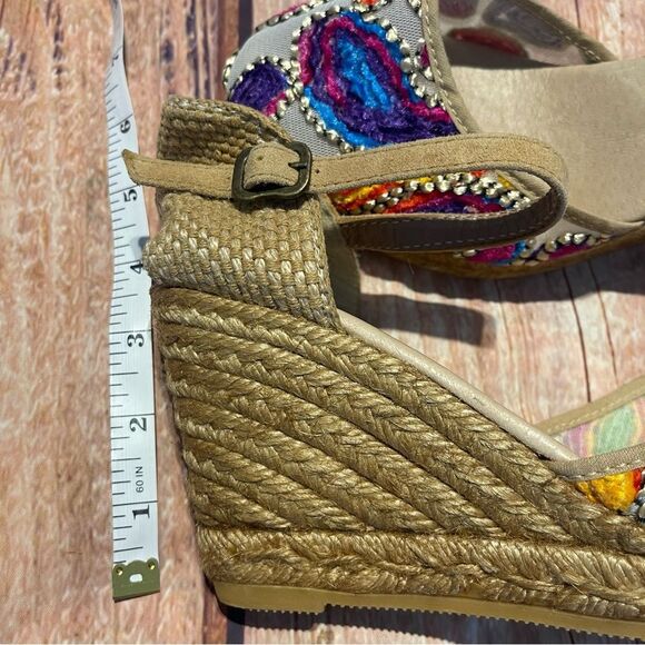 Gaimo sandals Size38 wedge heel embroidered hippie boho style Preowned - Picture 11 of 11